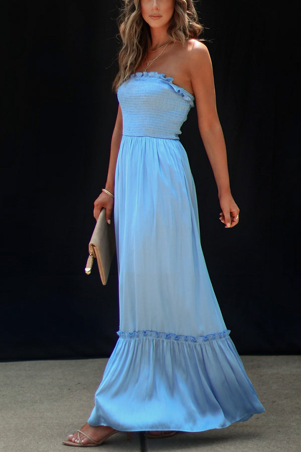 CM | Sameera Vestido largo con volantes y fruncidos