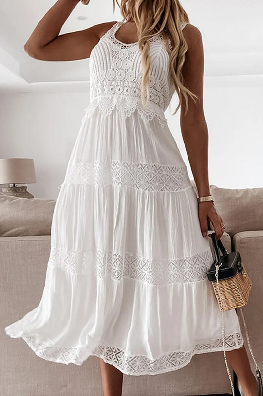 CM | Elegantes vestidos monocromáticos con encaje y escote en V