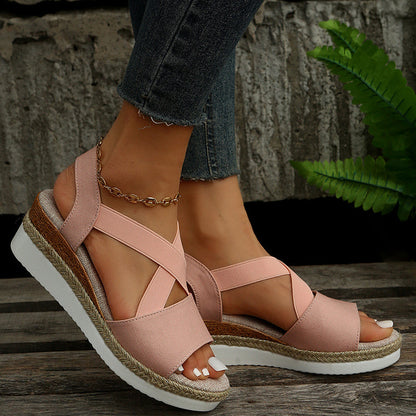 CM | sandalias de cuña correa cruzada plataforma gladiador
