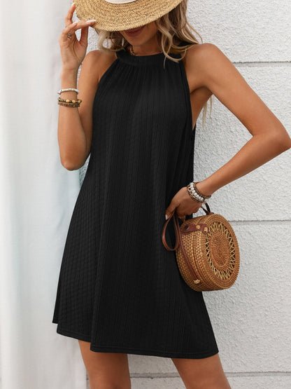 CM | Minivestido texturizado con escote griego