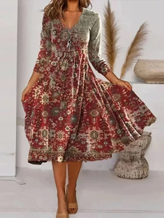 CM | Vestido midi vintage en mezcla de algodón QAH56