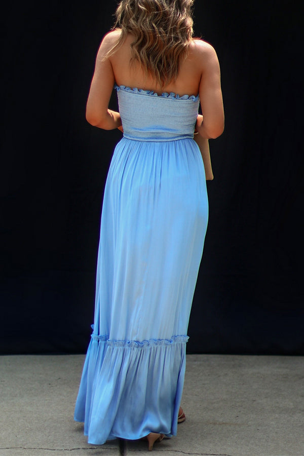 CM | Sameera Vestido largo con volantes y fruncidos