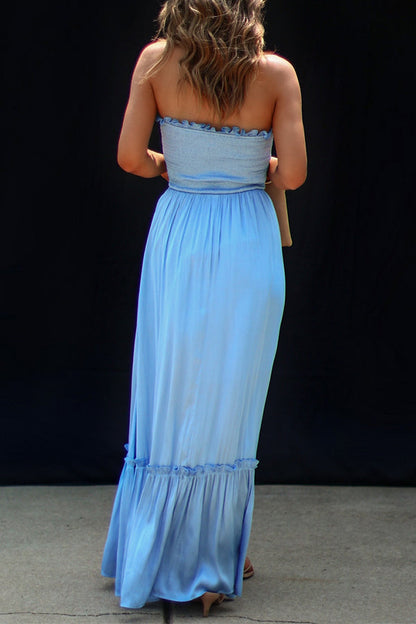 CM | Sameera Vestido largo con volantes y fruncidos