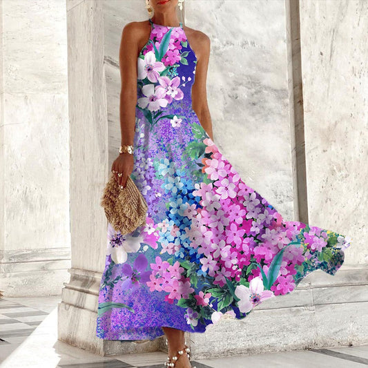 CM | Vestido largo floral cuello halter