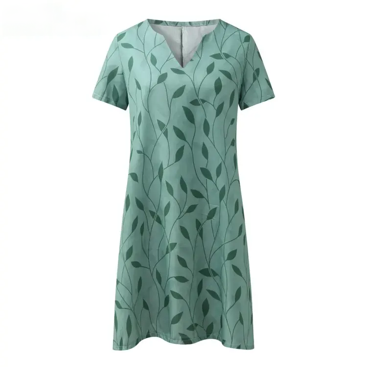 CM | Mini vestido mujer estampado de hojas manga corta