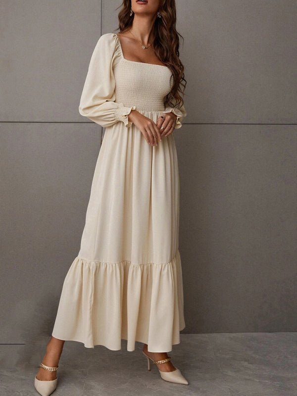 CM | Vestido largo cuadrado con mangas globo