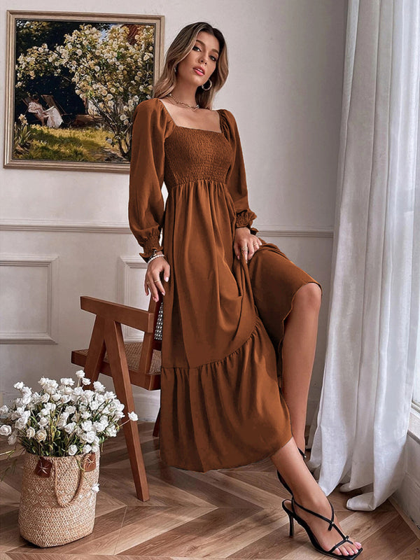 CM | Vestido largo cuadrado con mangas globo