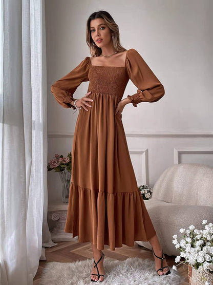 CM | Vestido largo cuadrado con mangas globo