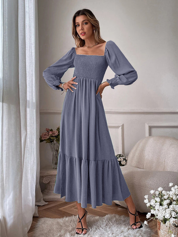 CM | Vestido largo cuadrado con mangas globo