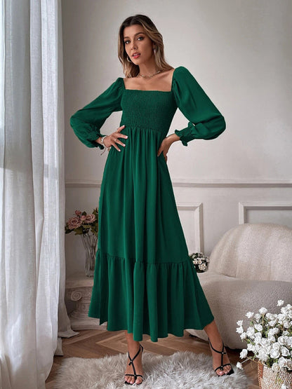 CM | Vestido largo cuadrado con mangas globo