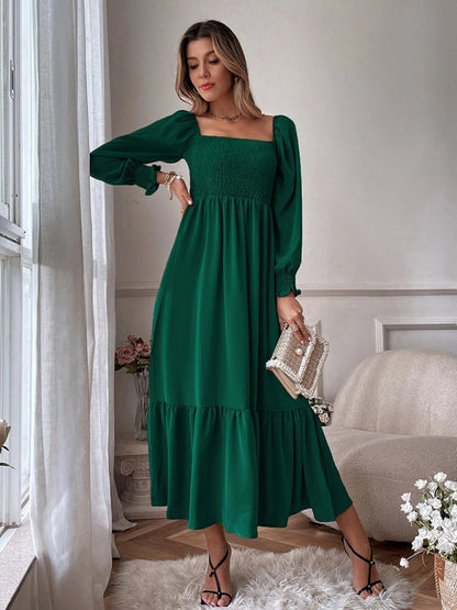 CM | Vestido largo cuadrado con mangas globo