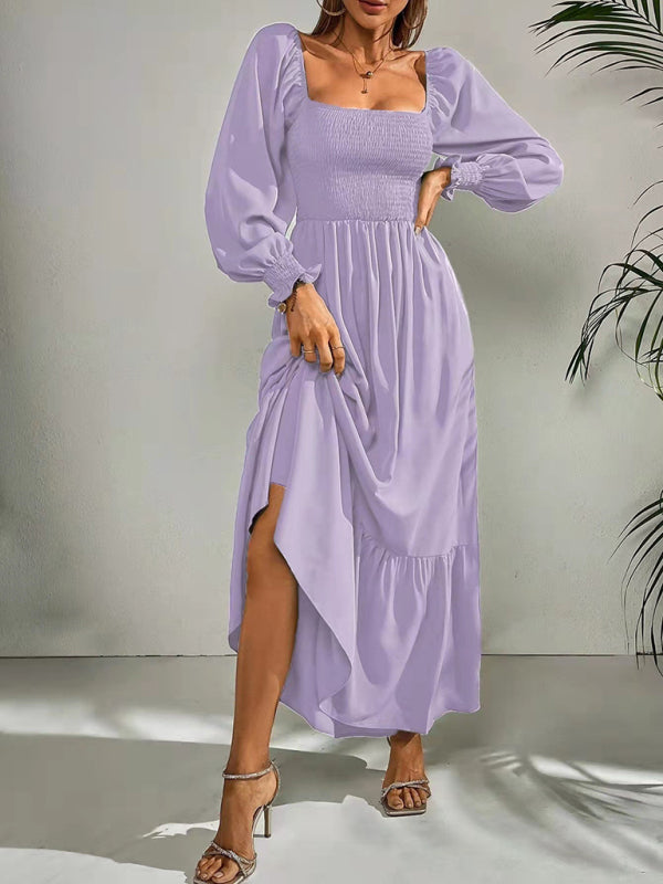 CM | Vestido largo cuadrado con mangas globo