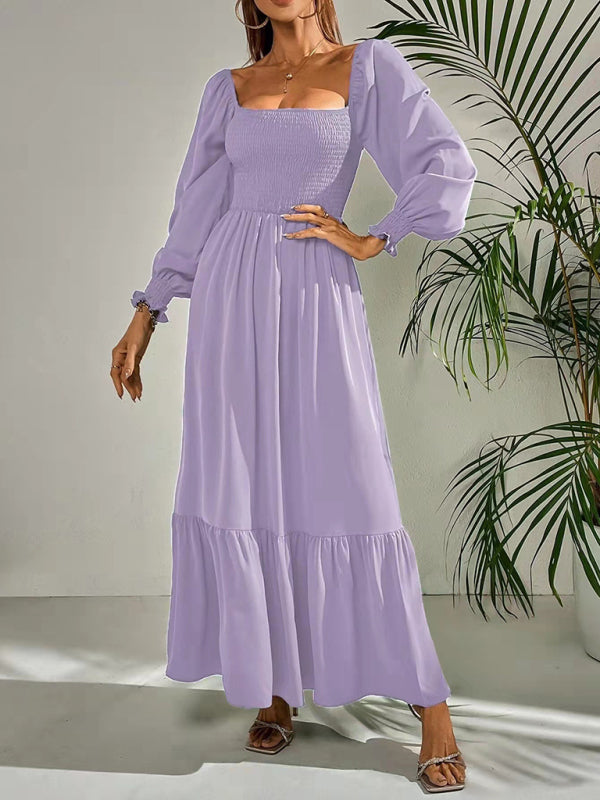 CM | Vestido largo cuadrado con mangas globo