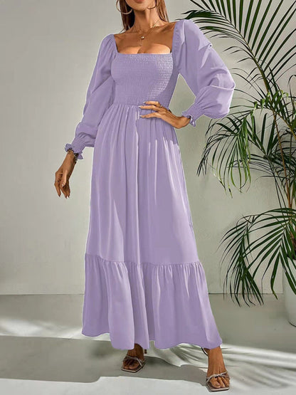 CM | Vestido largo cuadrado con mangas globo