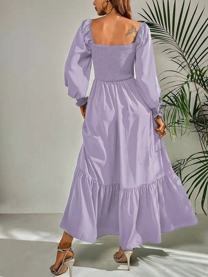 CM | Vestido largo cuadrado con mangas globo