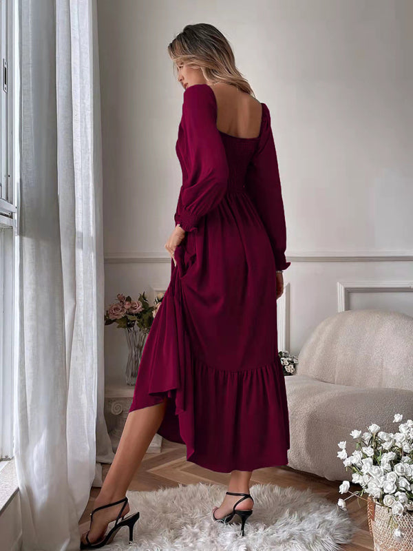 CM | Vestido largo cuadrado con mangas globo