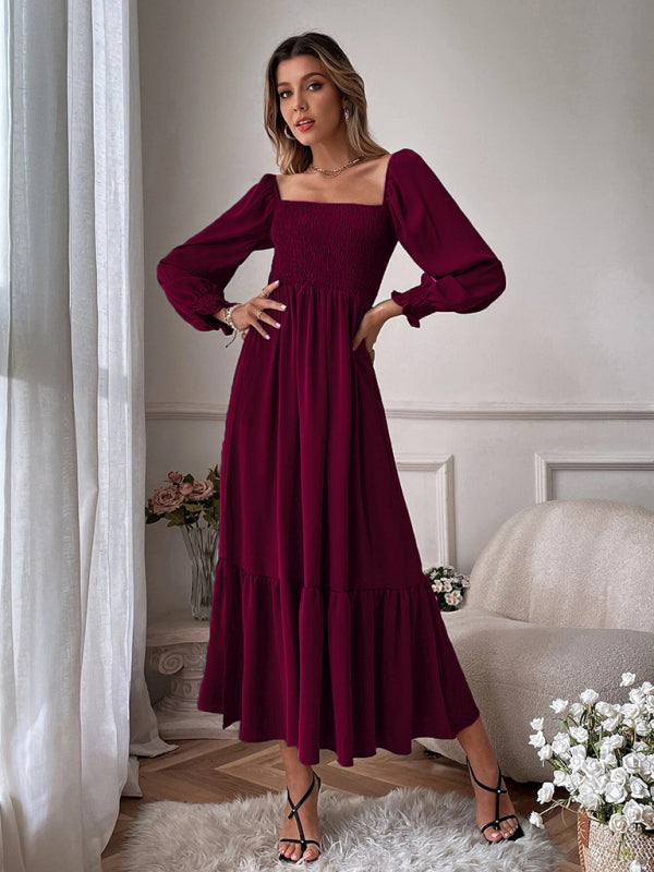 CM | Vestido largo cuadrado con mangas globo
