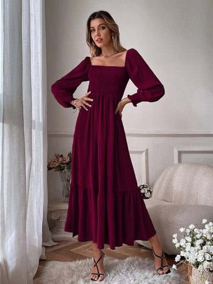 CM | Vestido largo cuadrado con mangas globo