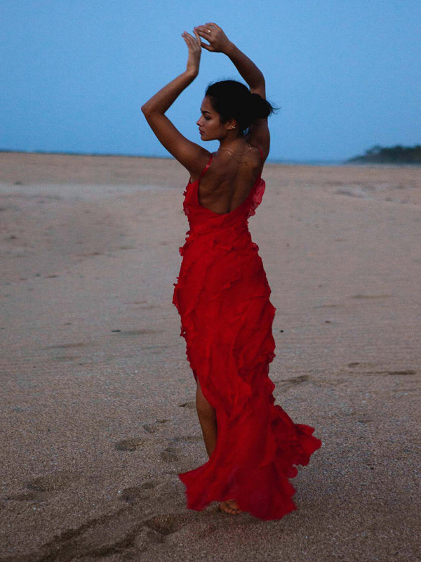CM | Sofisticado vestido largo drapeado
