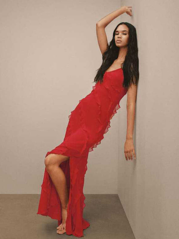 CM | Sofisticado vestido largo drapeado