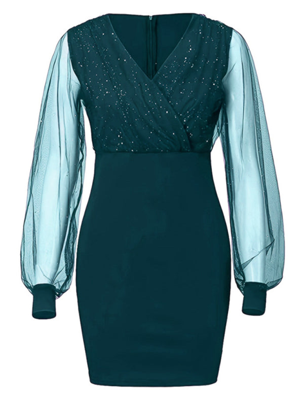 CM | Vestido corto de lentejuelas sin tirantes