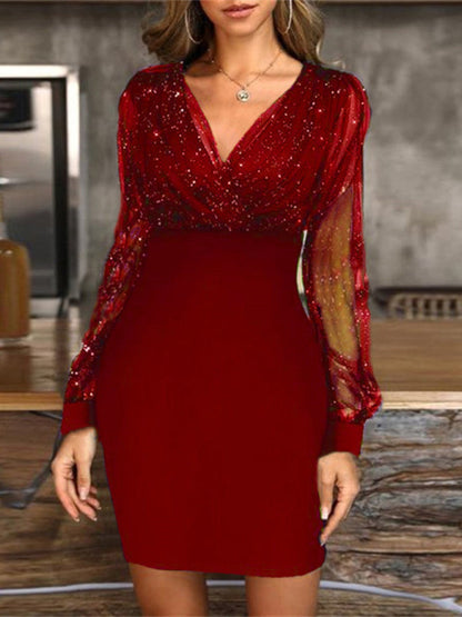 CM | Vestido corto de lentejuelas sin tirantes