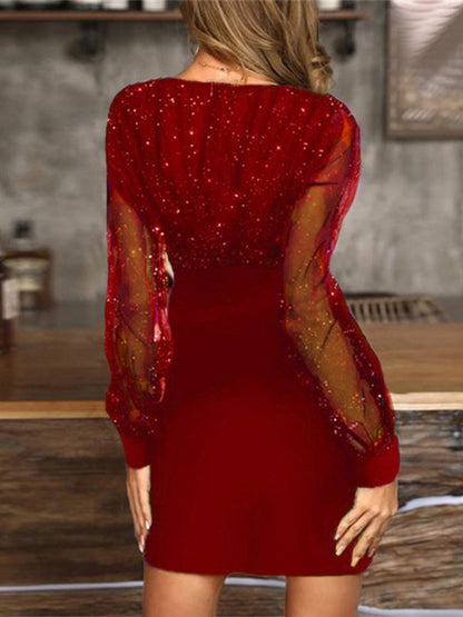 CM | Vestido corto de lentejuelas sin tirantes