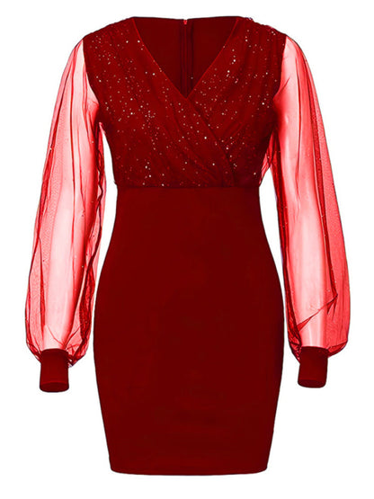 CM | Vestido corto de lentejuelas sin tirantes