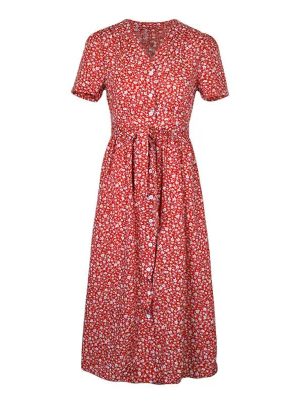 CM | Vestido midi con estampado floral y efecto envolvente