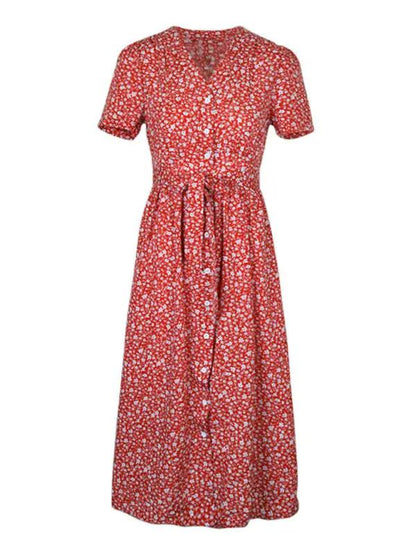 CM | Vestido midi con estampado floral y efecto envolvente