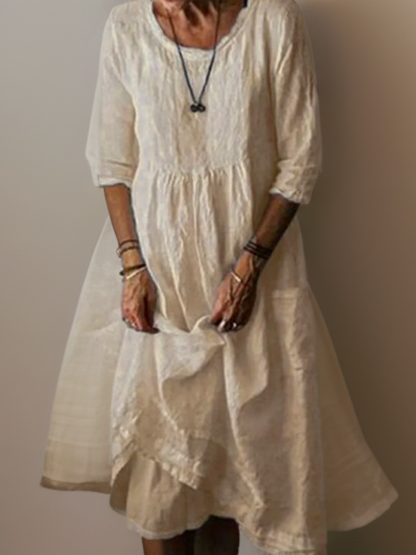 CM | Summer Vestido midi plisado de algodón y lino