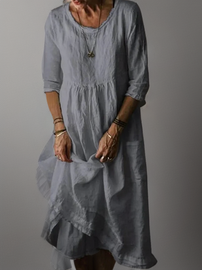 CM | Summer Vestido midi plisado de algodón y lino