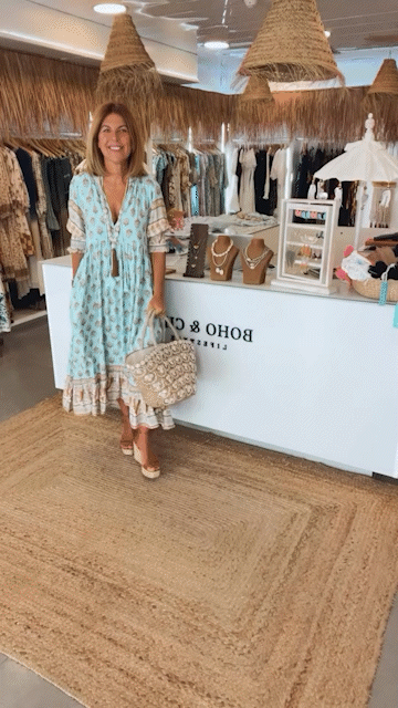 CM | maxi vestido boho relajado de manga larga farol