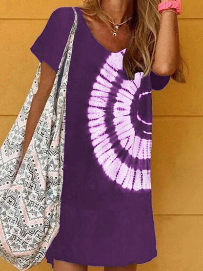 CM | Tie Dye Casual Mini Vestidos WJ63