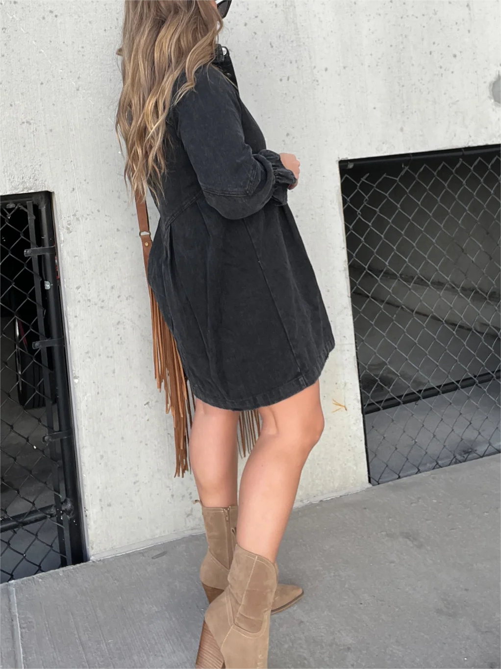 CM | Vestido midi vaquero con cuello vuelto Chic