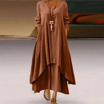 CM | Vestido midi fluido multicapa