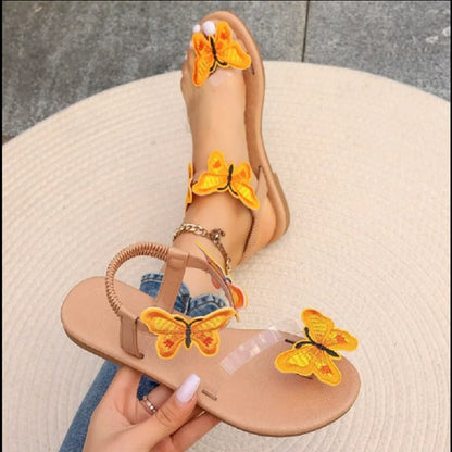 CM | Sandalias planas con adorno de mariposa para mujer