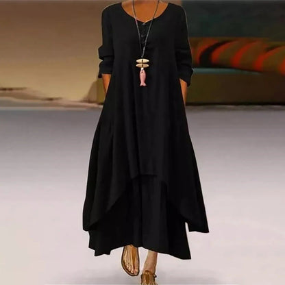 CM | Vestido midi fluido multicapa