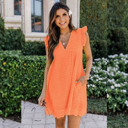 CM | Vestido corto bordado con volantes