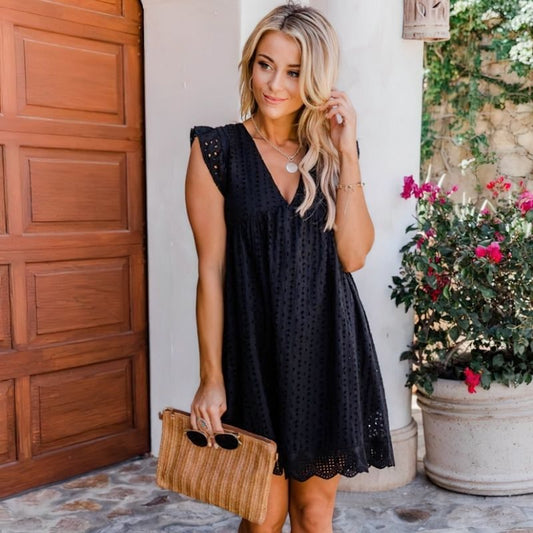 CM | Vestido corto casual de verano con mangas mariposa