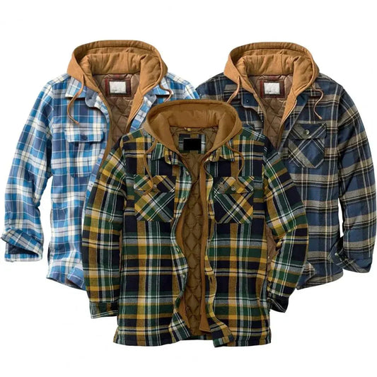 CM | Chaqueta camisera con capucha de franela de algodón