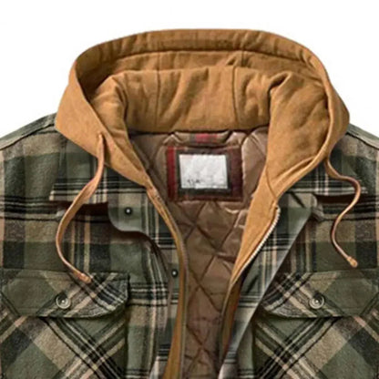 CM | Chaqueta camisera con capucha de franela de algodón