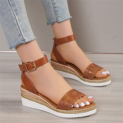 CM | Sandalias de mujer con estampado de piel de serpiente