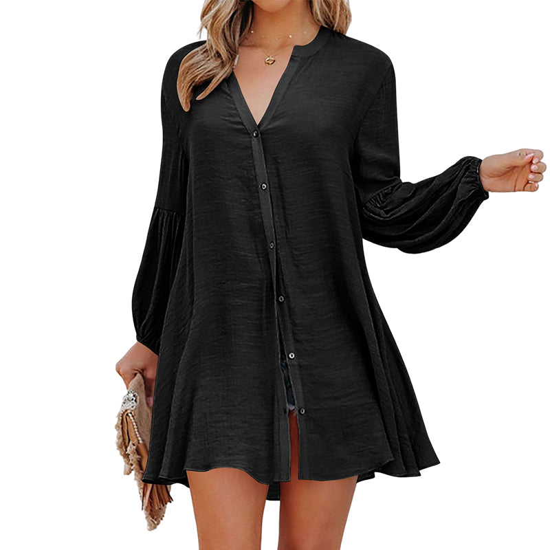 CM | Blusa de señora abotonada de un solo color