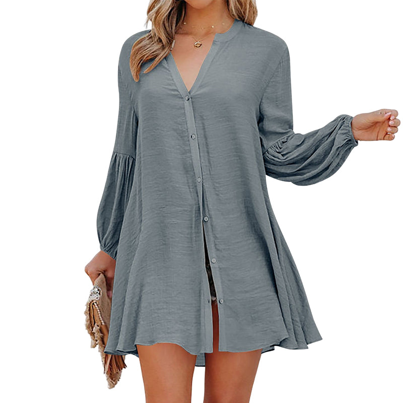 CM | Blusa de señora abotonada de un solo color
