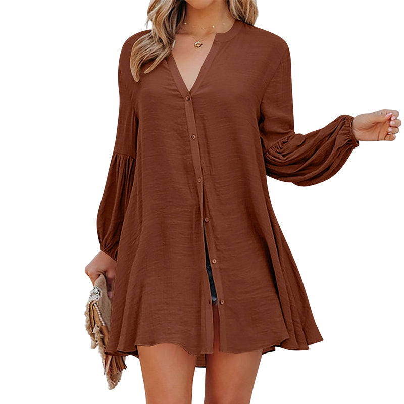 CM | Blusa de señora abotonada de un solo color