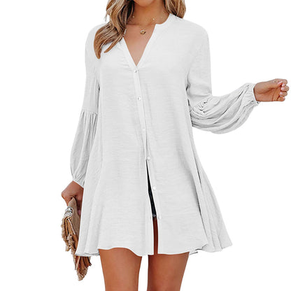 CM | Blusa de señora abotonada de un solo color