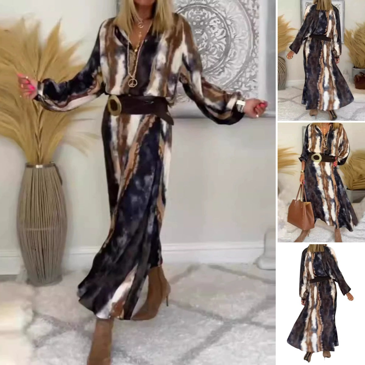 CM | Tie & Dye Elegante Vestido Largo