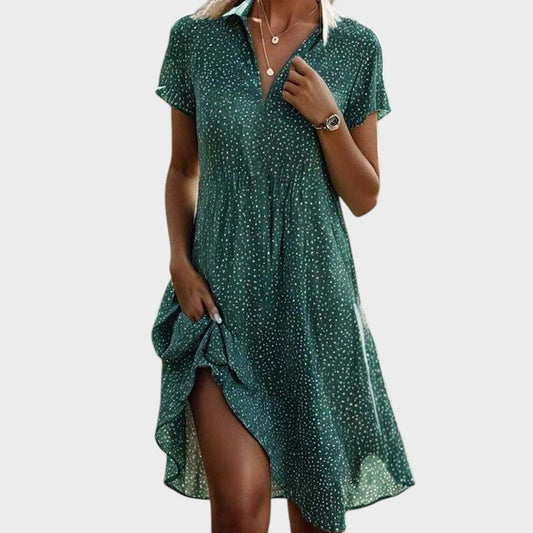 CM | Elegante y cómodo vestido midi de lunares