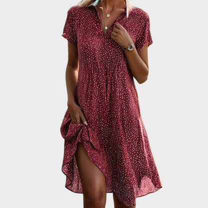 CM | Elegante y cómodo vestido midi de lunares